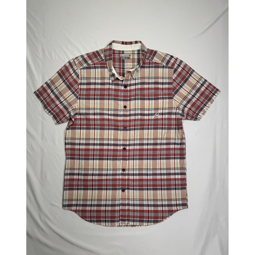 Rusty Surfboard Mens Short Sleeve Button Down Plaid Shirt Large Skate Surf